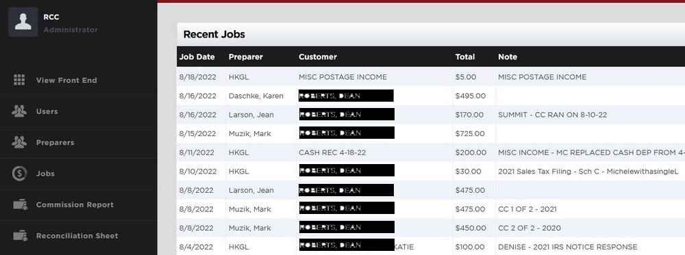 Comission calculating software for accountants